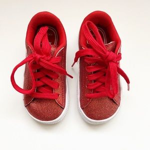 Puma holiday glitter red basket sneakers